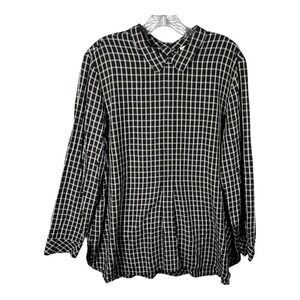 J Jill Plaid Blouse Womens Sz XL Shirt Long Sleeve Rayon Top‎ Career Casual